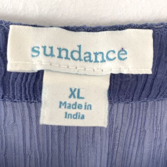 Sundance Led By Dreams Dress Blue Embroidered Floral Sheer XL Boho Old Money - Picture 7 of 12